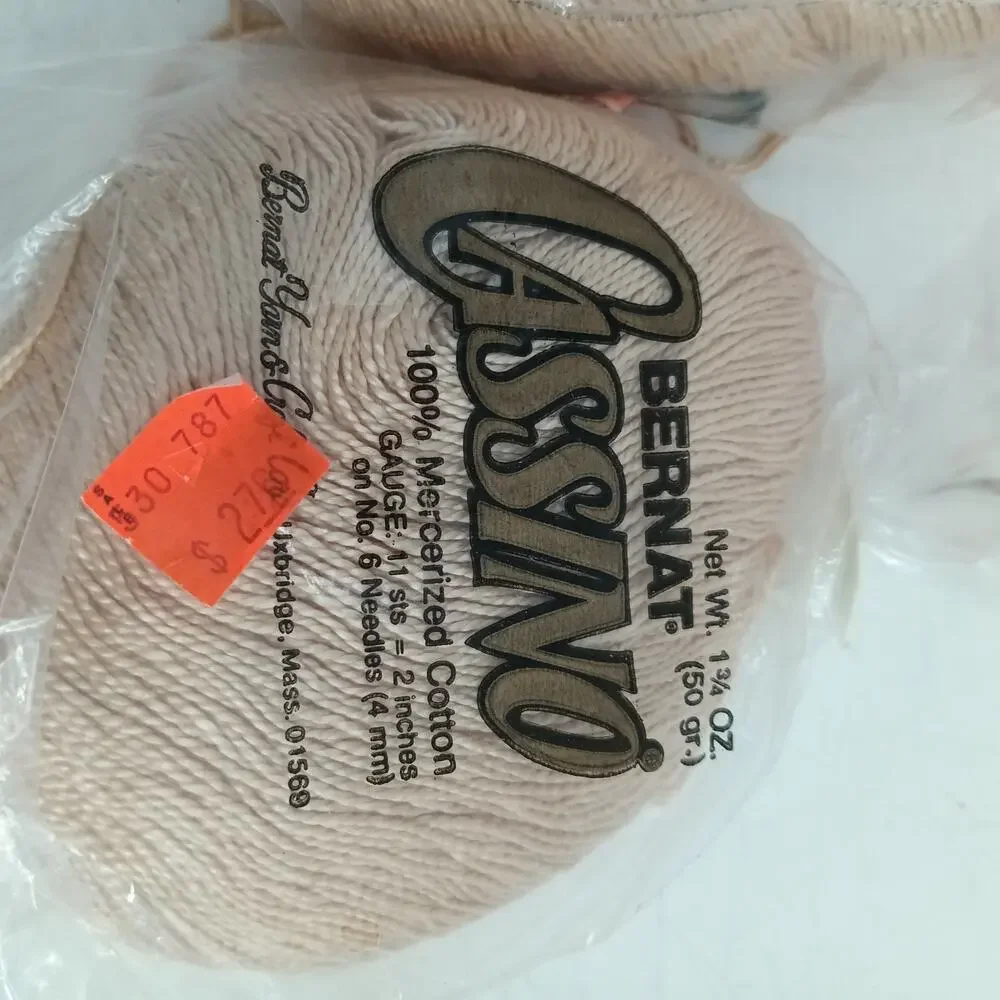 6X New Bernat Cassino 100% Mercerized Cotton Yarn 50 Grams Mixed
